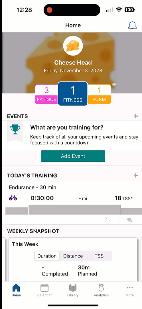 FORM  TrainingPeaks