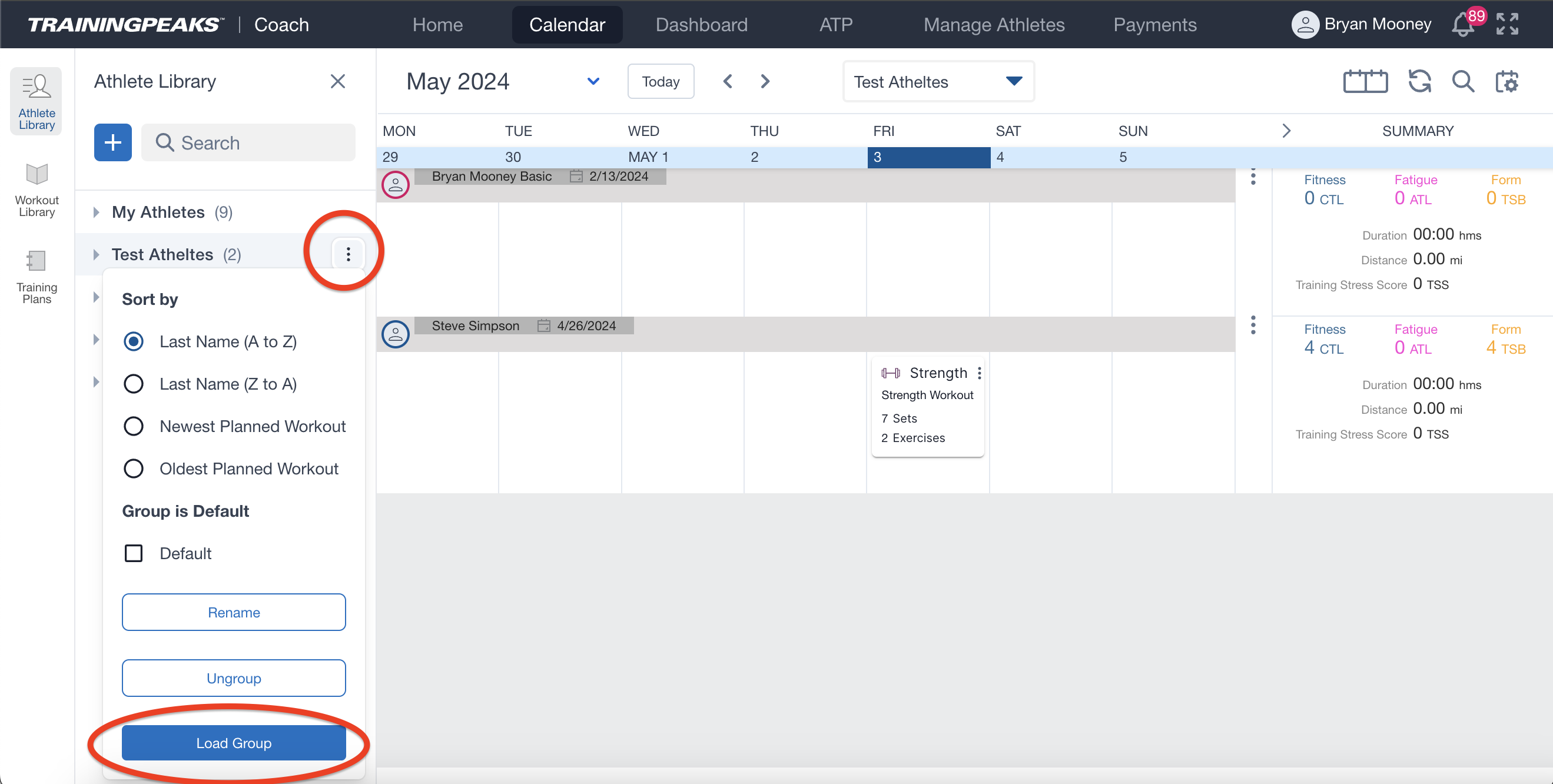 Group Calendar TrainingPeaks Help Center